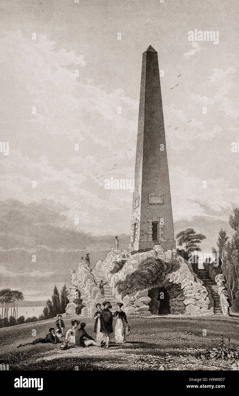 19th Century view of the Obelisk in Newtown Park, Stillorgan. The ...
