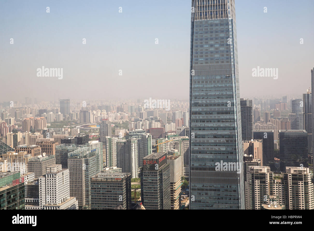 Beijing, China skyline featuring the China World Trade Center tower ...