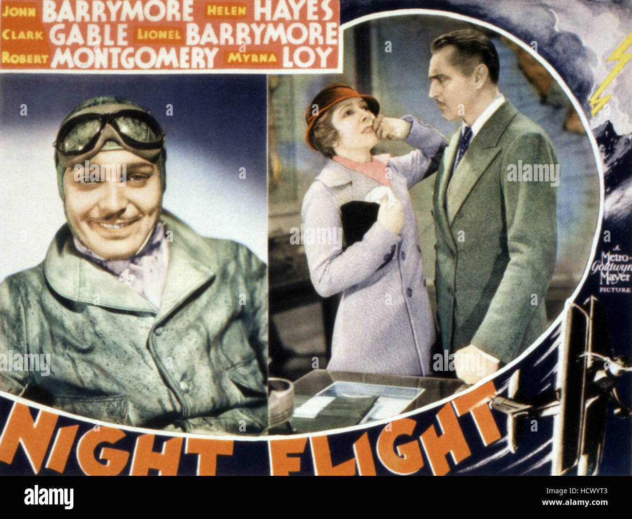NIGHT FLIGHT, Clark Gable, Helen Hayes, John Barrymore, 1933 Stock ...