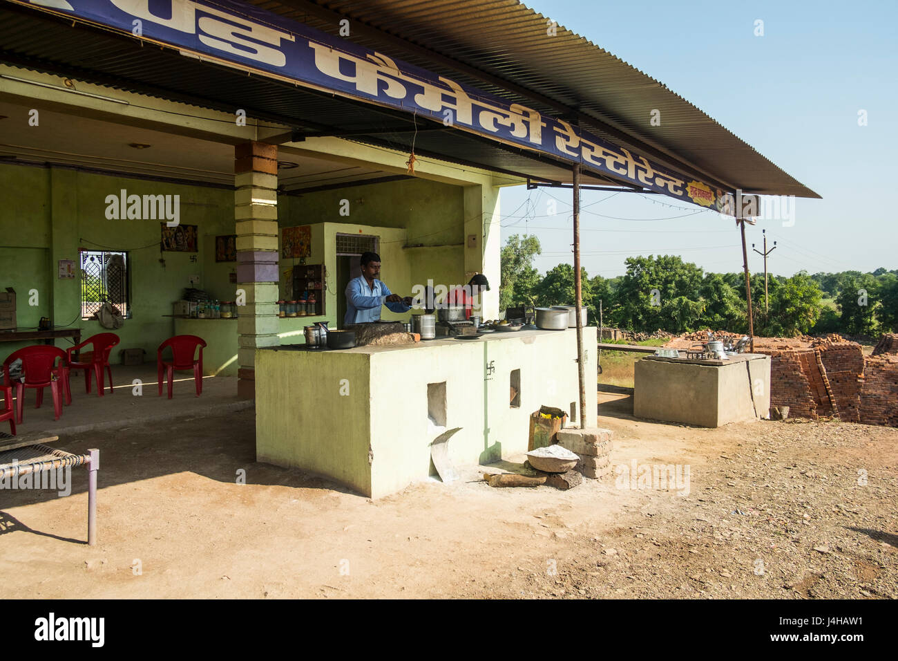 A typical roadside eatery, also called Dhaba on the National Highway 8