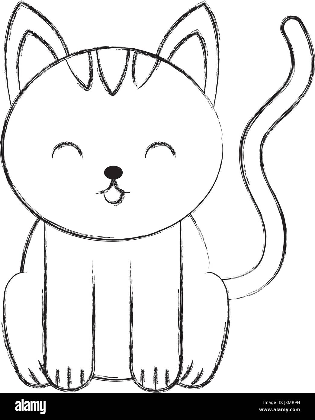cute sketch draw cat cartoon Stock Vector Image & Art - Alamy