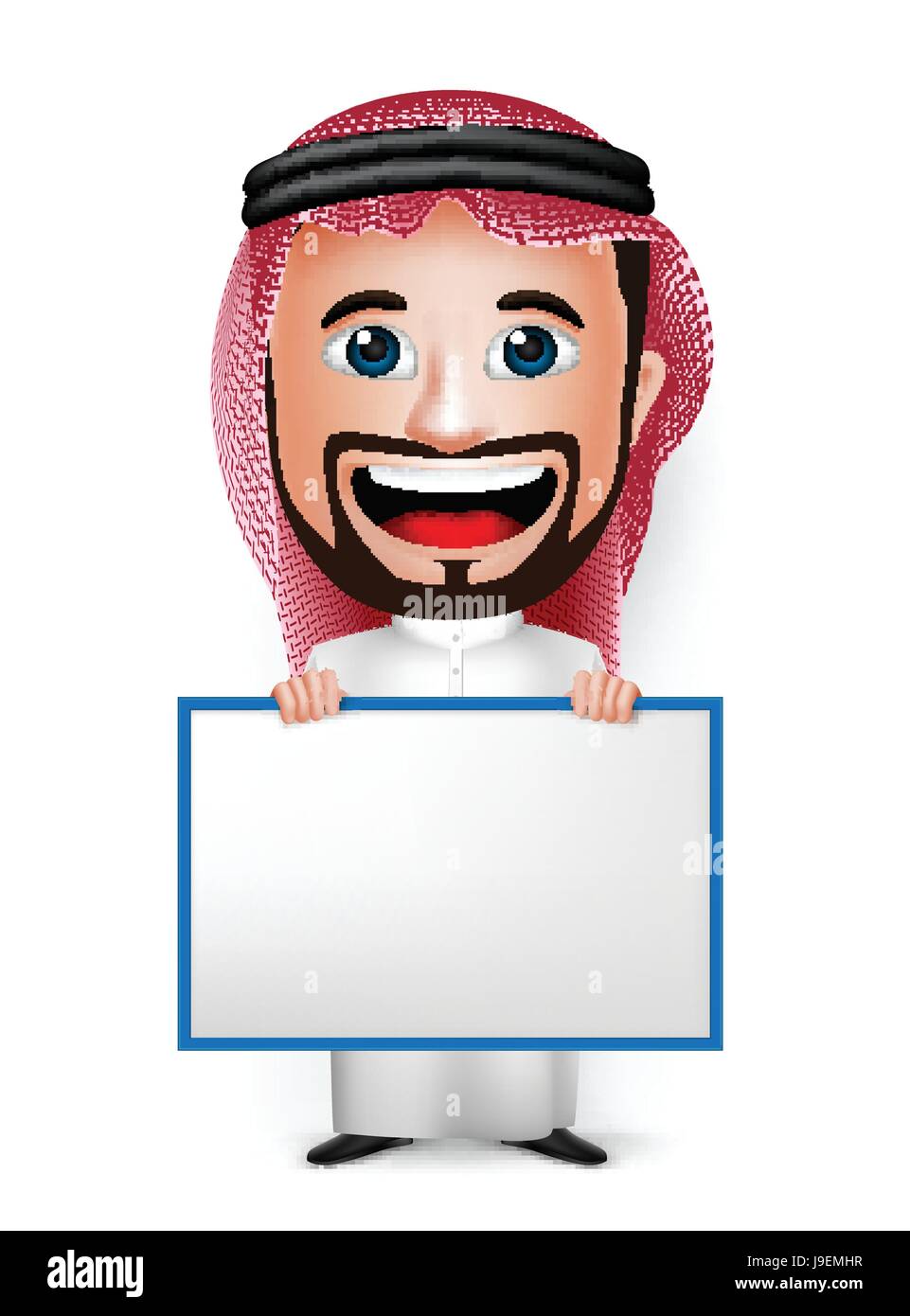 Vector Saudi Arab Man Cartoon Character Holding Blank White Board ...