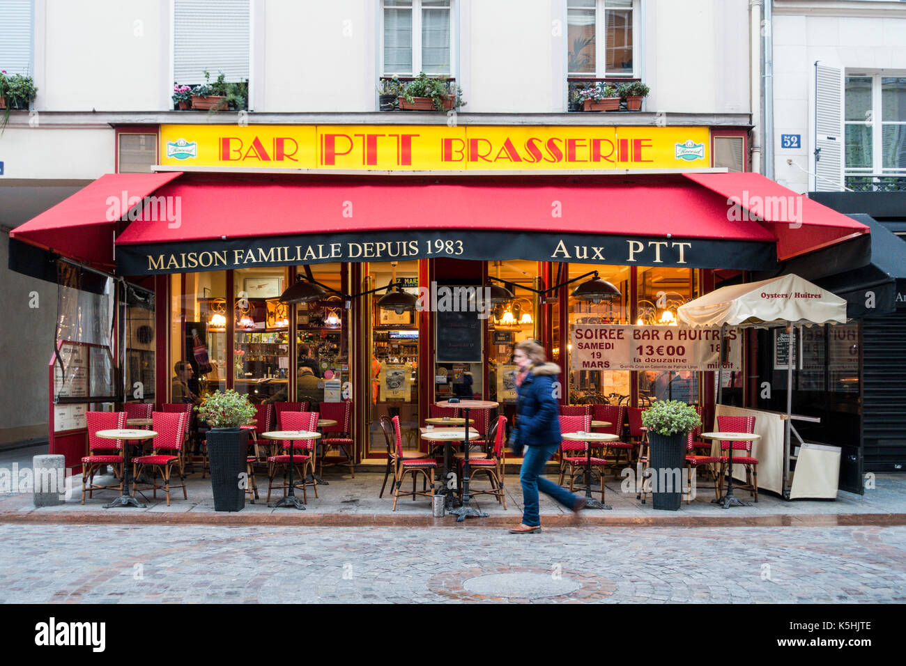 Bar PTT Restaurant on rue Cler in the 7th Arrondissement, Paris Stock ...