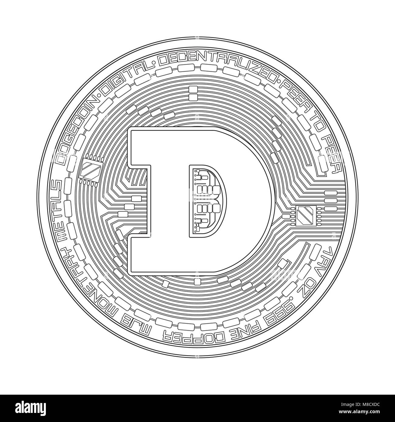 Crypto currency dogecoin black and white symbol Stock Vector Image & Art - Alamy