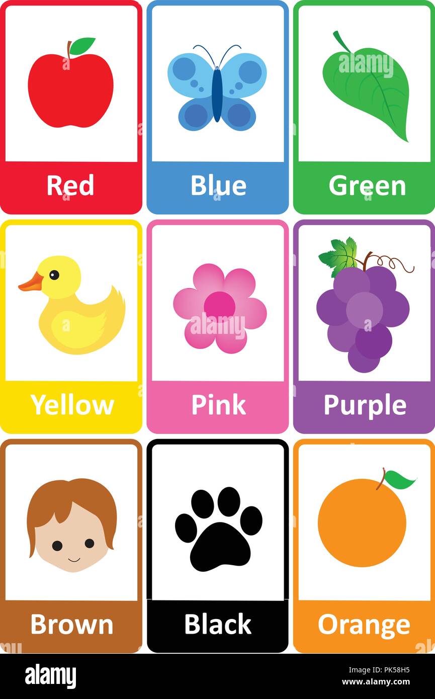 Printable flash card colletion for colors and their names