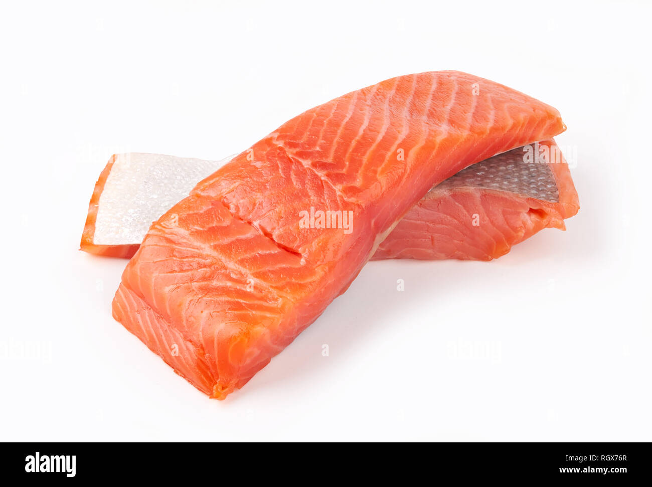 Fillet of salmon vacuum packed isolated on white background Stock Photo ...
