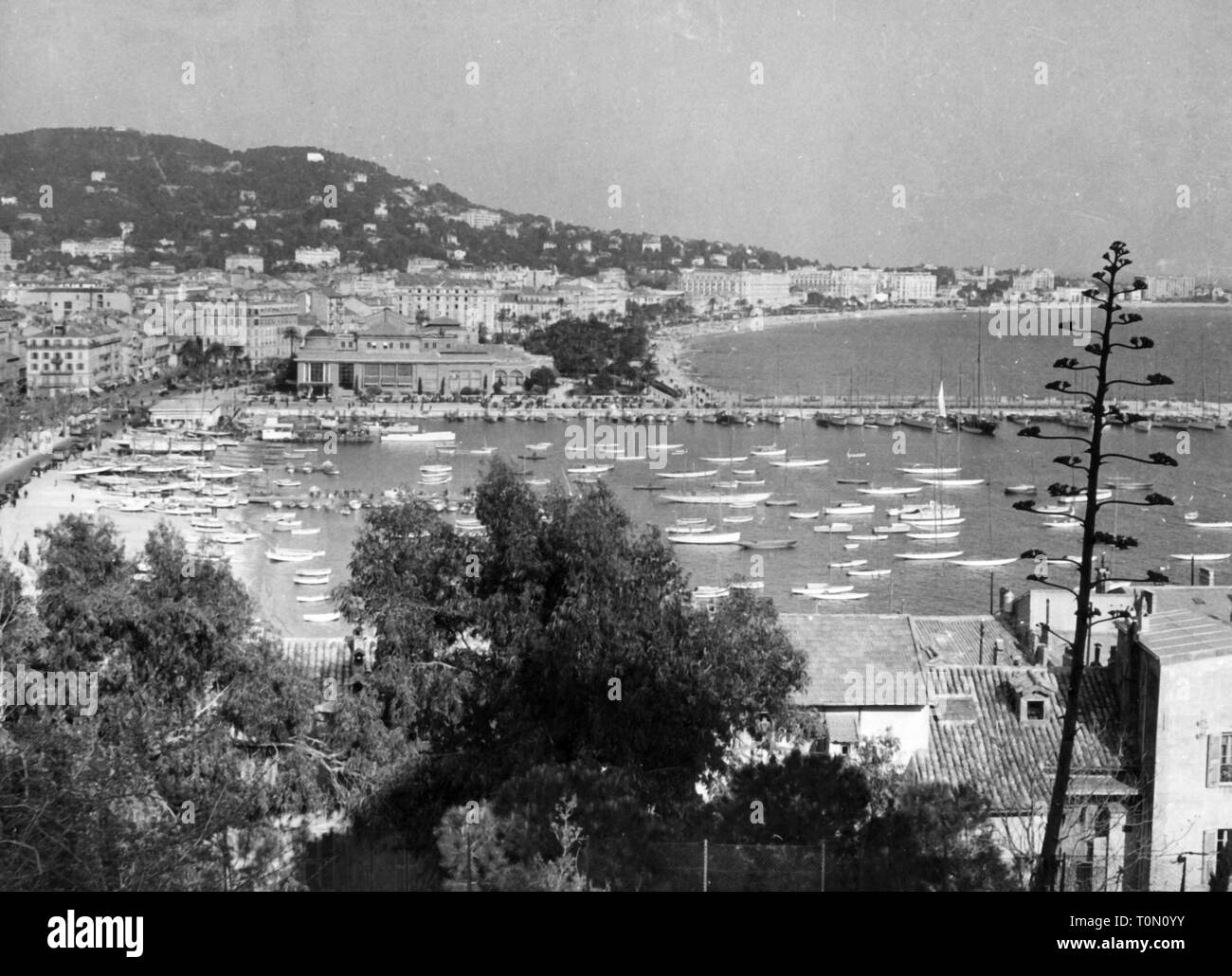 geography / travel, France, Cannes, old harbour, overview, 1950s ...