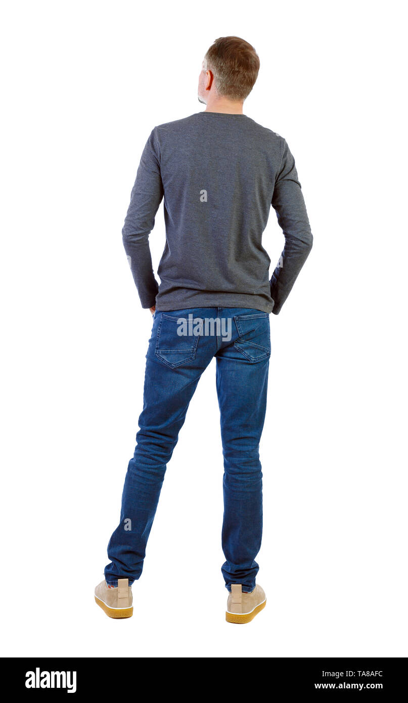 Back view of a stylish man. Rear view people collection. backside view ...