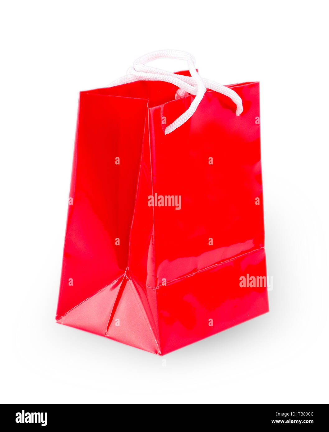 Shopping red paper bag template with clean blank. Single cardboard ...