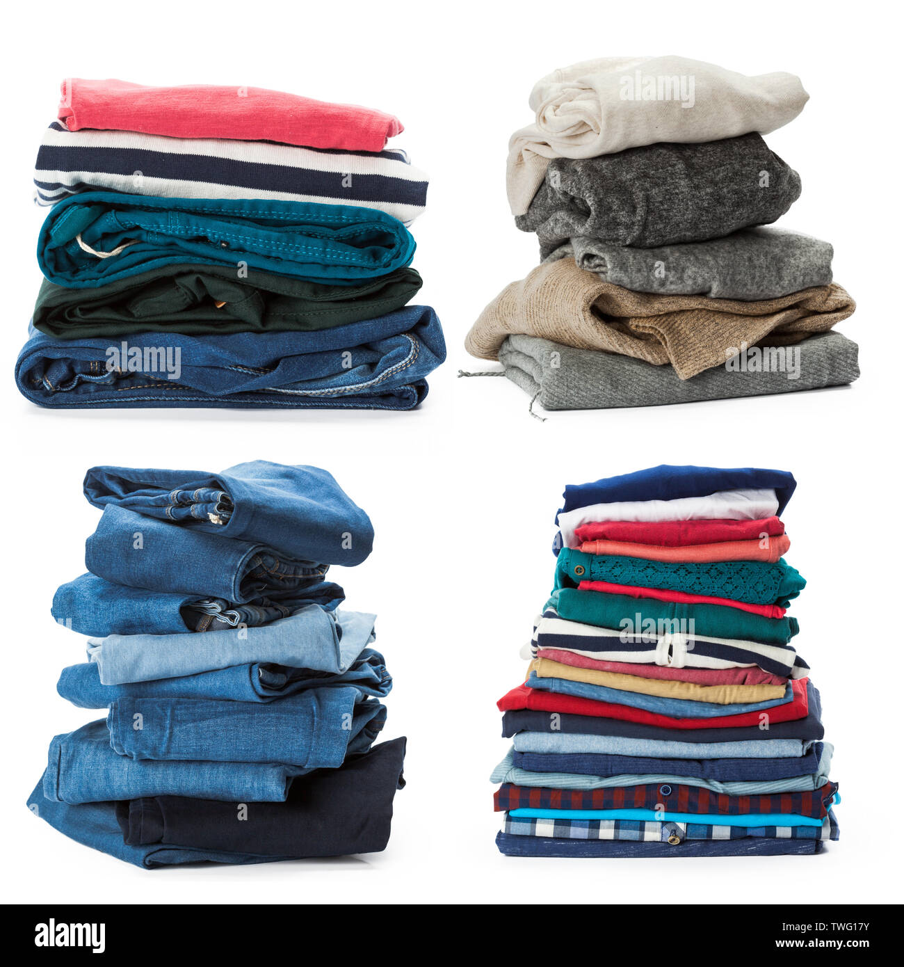 Stack of clothes isolated on white background Stock Photo - Alamy