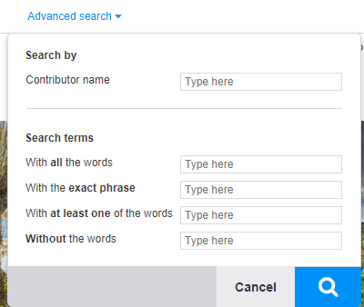 Search filters: Advanced search